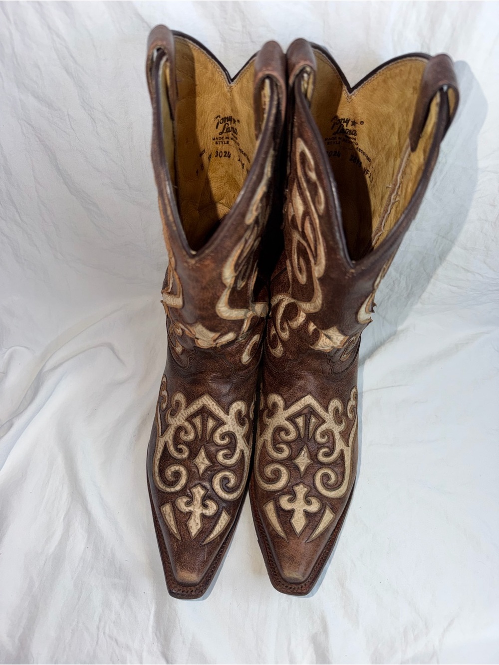 Tony Lama Earth Santa Fe Leather Snip Toe Western Boots VF3024 Size 9B - Picture 11 of 11